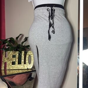 Gray Women's Skirt with Black Waistband